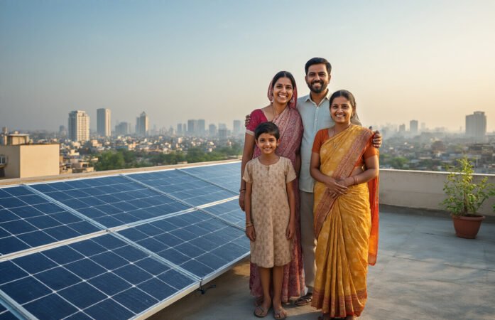 Happy Family get the ghar ghar solar panel offer.